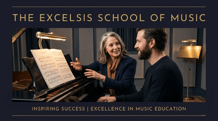Teacher and student reviewing progress at the piano during a lesson