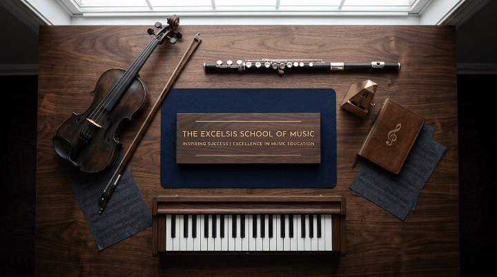 Piano, violin and flute arranged together as beginner instrument options