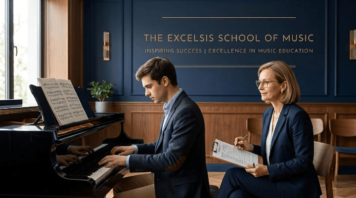 Music examiner listening to a student play during a graded exam